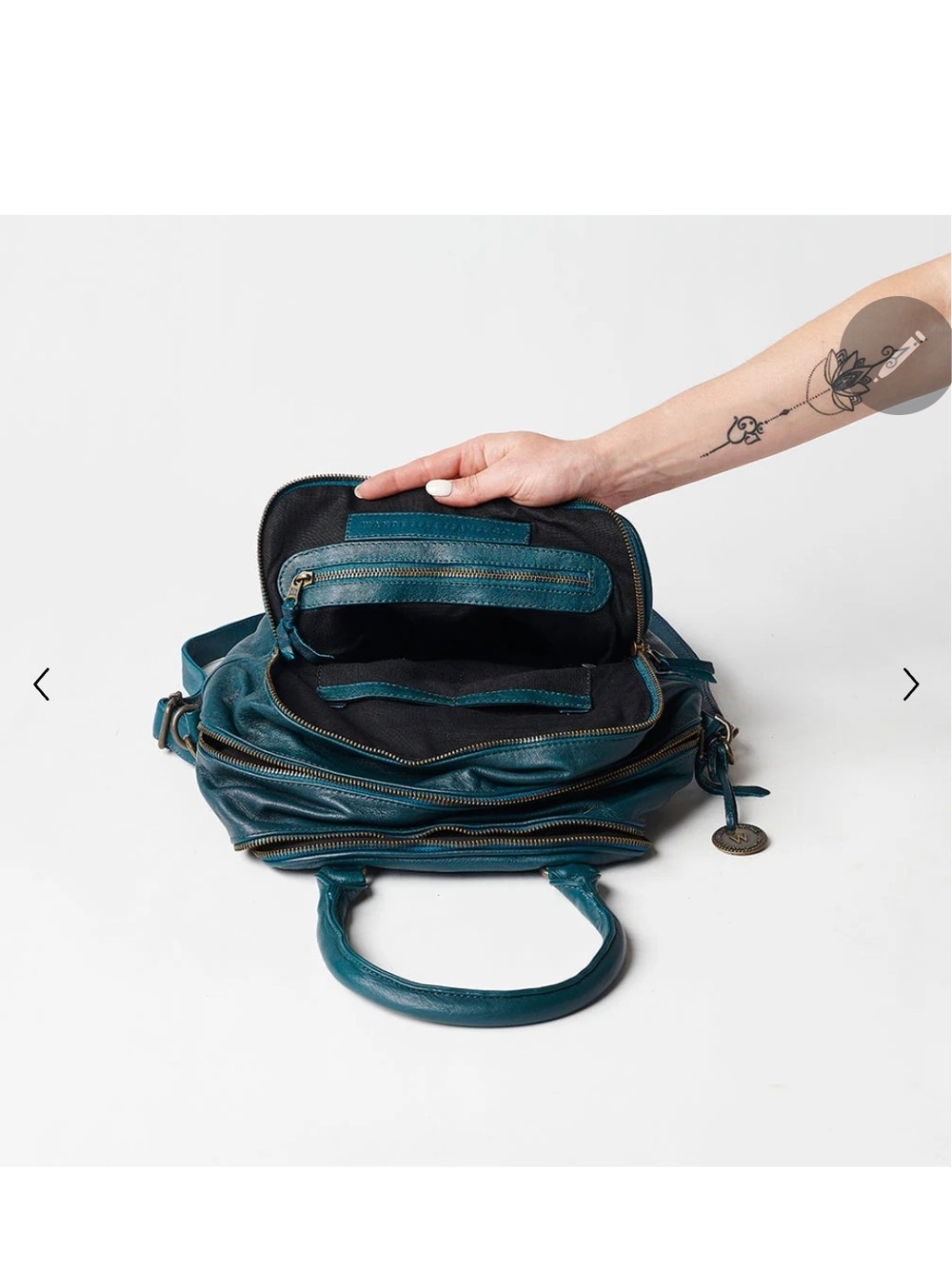 Wanderers Travel Co. "Provence" Teal Leather Satchel Handbag - Picture 11 of 12